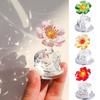 Crystal Flower Figurine Glass Flower Tabletop Ornament Gift Car Home Decor