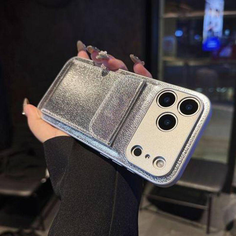 Матовый чехол-бампер с текстурой кожи и слотом для карт для iPhone 17 Air 16 16E 15 14 13 Mini 12 11 Plus Pro X XS XR Max Защитная крышка