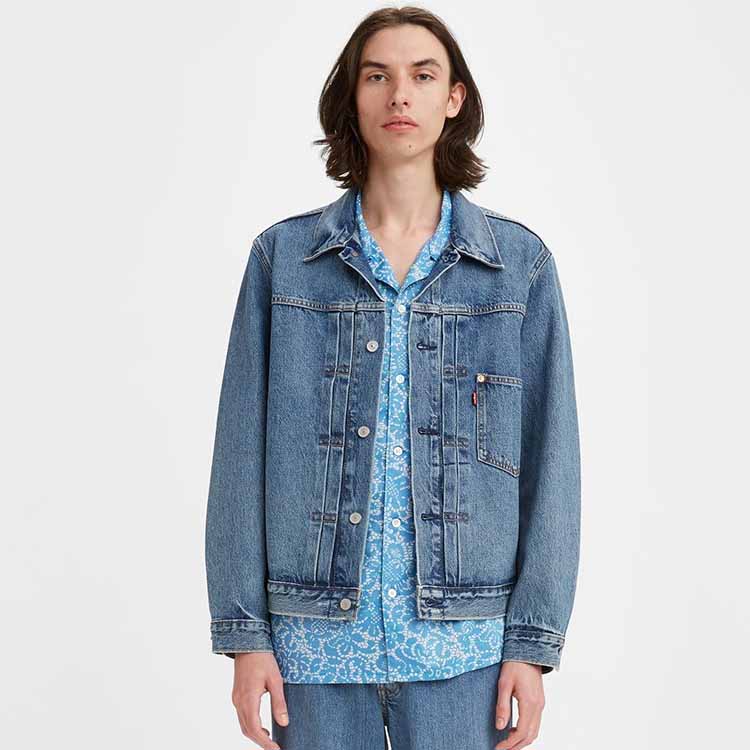 Levis однотонная джинсовая куртка с длинным рукавом на пуговицах, мужские куртки синего цвета A3174-0004