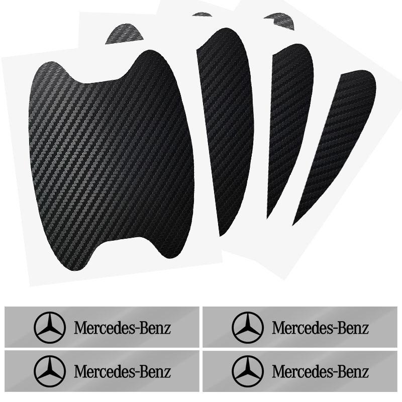 AABIG1 Car Door Sticker Carbon Fiber Scratches Auto Handle Protection Film Emblem For Mercedes Benz W205 W177 W212 W213 W221 W220 W176