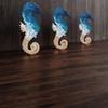 3pcs Wooden Seahorse Signs Pendant Hand Carved Ocean Animal Decoration  For Living Room Bedroom Home