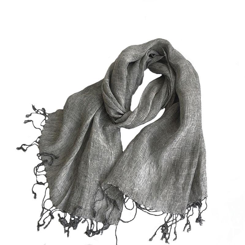 Прямая поставка Японский Чистый Лен Конопля Серый Эффект Мужской Шарф Литература и Искусство Шаль Шаль для Кондиционера Женская