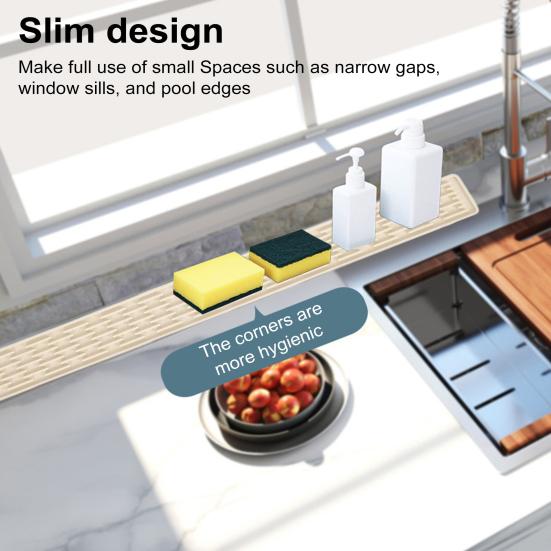 Узкий длинный силиконовый нескользящий коврик, термостойкий водонепроницаемый коврик для сушки, многофункциональный кухонный коврик для столешницы, прямоугольная мойка, сушилка для посуды