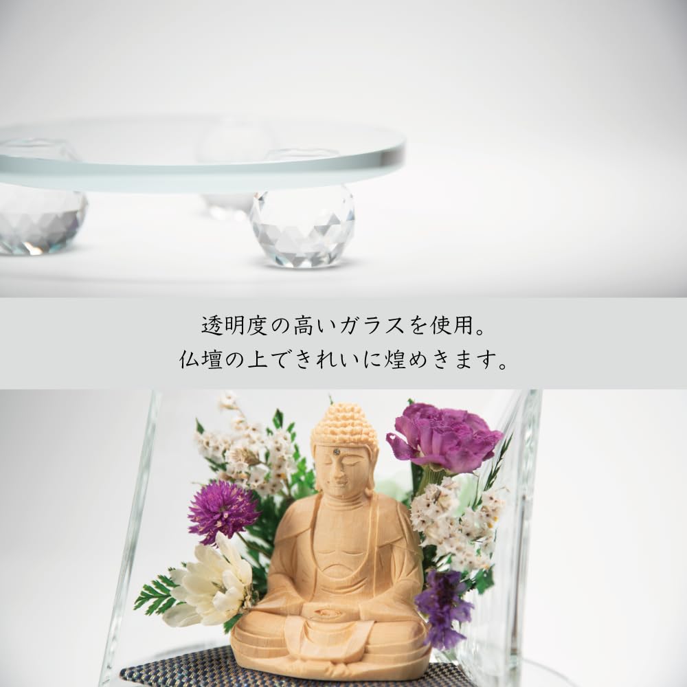 Sunmany Crystal Pedestal for Main Made In Buddha Statue Figure Compact But Memorial On Tabletop or Pet Small Buddhist Acrylic Acstar Daily For