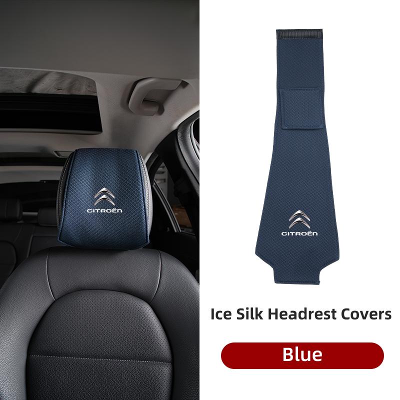 AIJ4   Ice Silk Car Headrest Cover Breathable Cooling For Citroen C4 C3 C5 C1 C2 Berlingo Celysee Cactus Picasso Aircross Saxo Grand