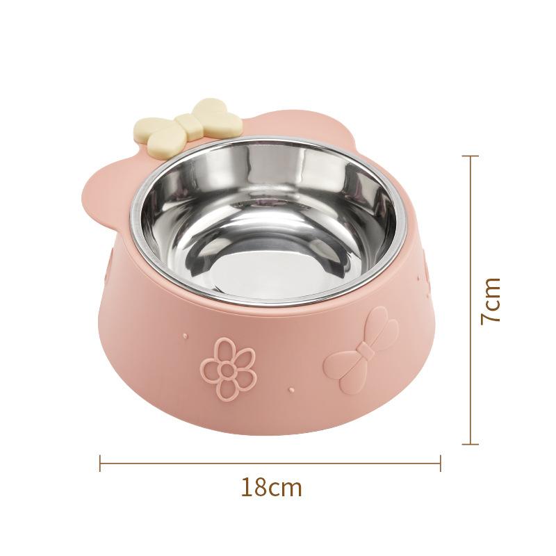 Миска для домашних животных, очень большая емкость, миска для собак, нескользящая, антиопрокидывающаяся, миска для кошек из нержавеющей стали, съемная пластиковая миска-бантик