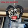 2d Acrylic Heart Couple Skull Car Pendant For Halloween And Christmas Decoration