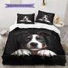 Black Border Collie Pattern Bedding Home Decoration Birthday Gift (1 * duvet cover + 2 * pillowcase, without core)