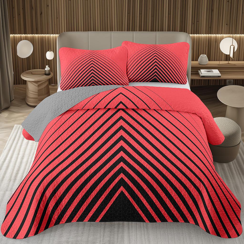 Rainbow Line Twin Queen Bedspread Colorful Abstract Geometric Quilted Bedding Set Bohemian Geometric Reversible Printed Coverlet