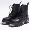 6CM Punk Style Platform Women Ankle Boots Women's Motorcycle Boot Fashion Ladies Chunky Shoes Metal Decor Black