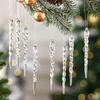 Christmas Acrylic Snowflake Ornament Crystal Clear Icicle Christmas Tree Pendants Holiday Winter Party Hanging Ornament