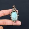 Unique Amazonite Gemstone Handmade Pure Copper Wire Wrapped Pendant Jewelry