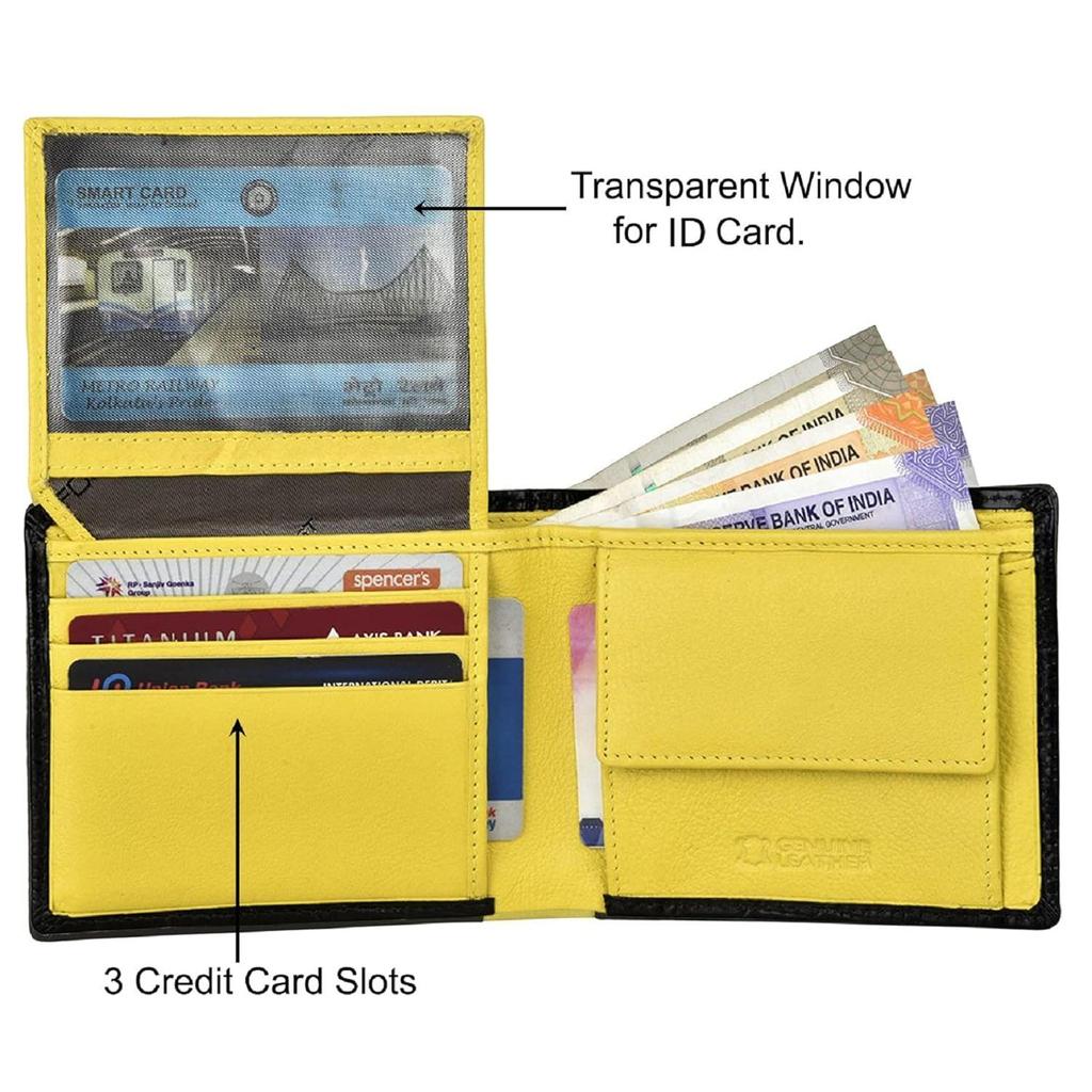 Кошелек URBAN FOREST Kyle из черной/желтой кожи для мужчин