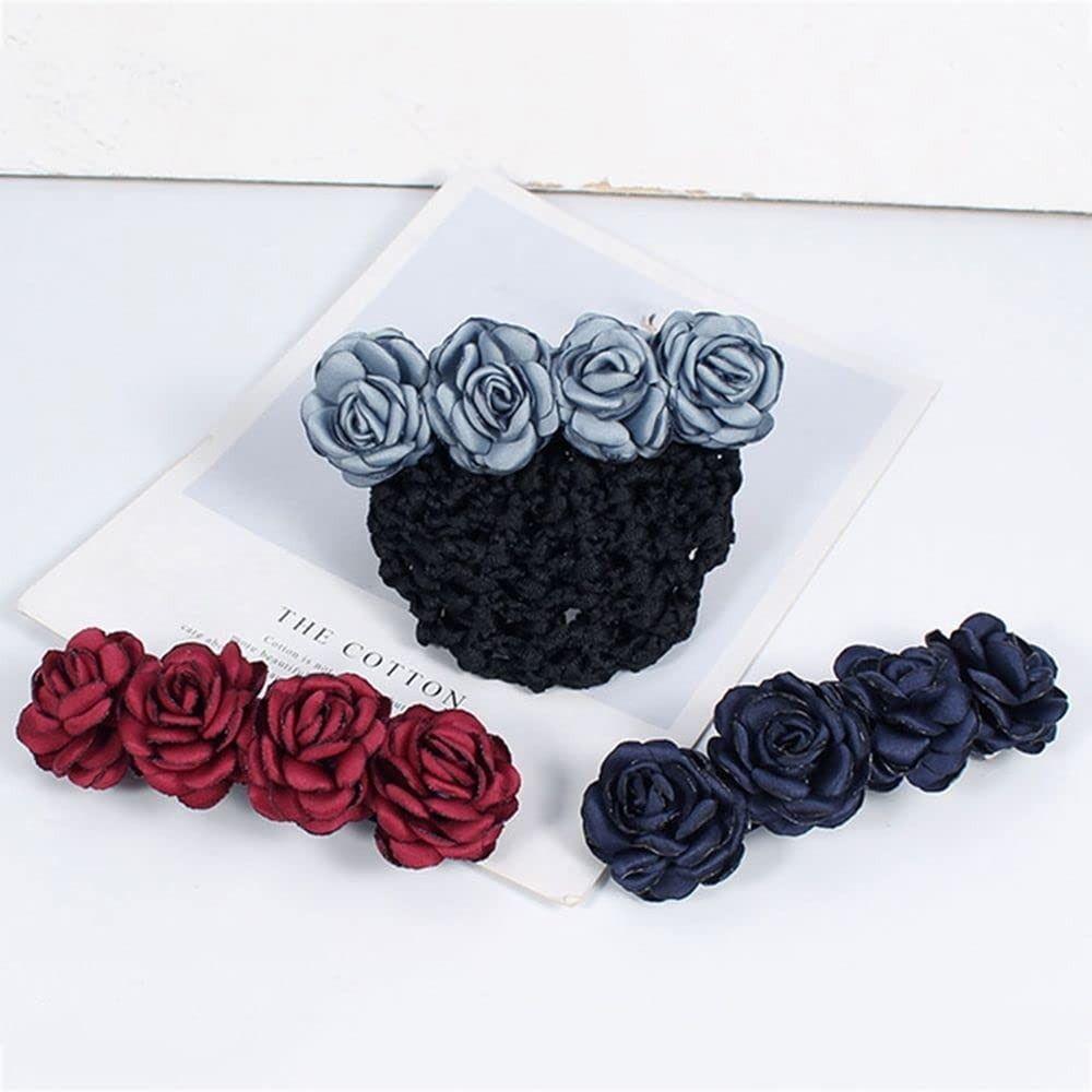 Hair Accessories Bow French Hair Clip Barrette Women Hair Bun Cover Net Snood Hairnet Flower