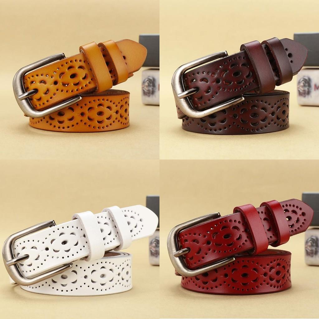 Ретро кожаный пояс на талию для женщин из двухслойной коровьей кожи и с простой застежкой-пряжкой