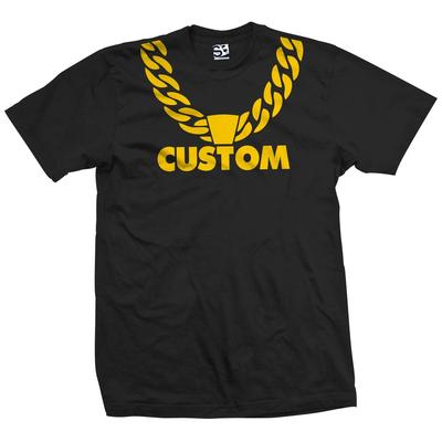 Gold Rope Necklace T-Shirt Rap Graphic Hip Hop Casual Tee Sizes: S-5XL