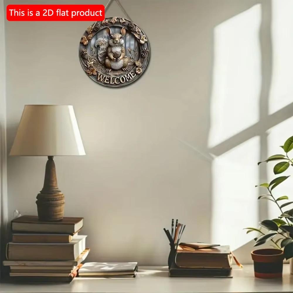 1 шт. 2d плоский деревенский стиль приветственный круглый деревянный знак - 20 см, животная тематика, подходит для домашнего зала, сада, бара, кафе, двери, украшения забора, подарка