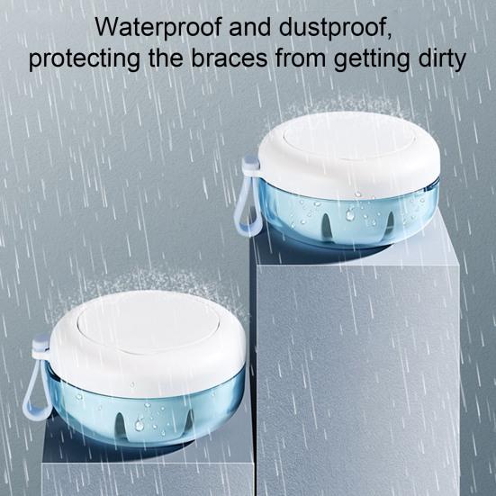 Retainer Case with Mirror Portable Soaking Denture Bath Box with Strainer Basket Invisible Brace Mouth Guard Dental Aligner Container Holder