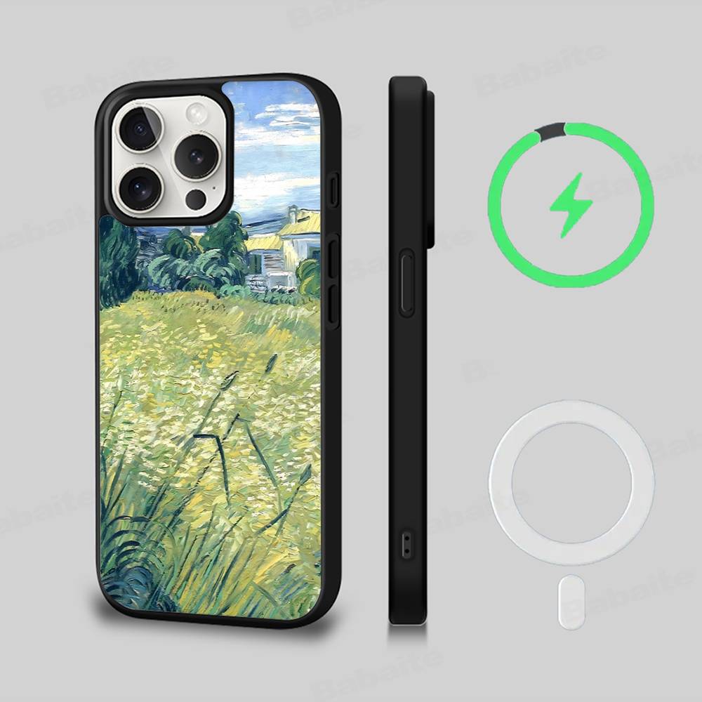 Масляная живопись Ван Гога Чехол для IPhone 17 16 15 Pro Max 14 Plus 13 12 11 Для Magesafe Магнитная Беспроводная Зарядка Обложка