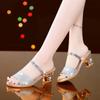 Женские сандалии женские милые серебристые с открытым носком высокого качества противоскользящие туфли на квадратном каблуке модные женские золотистые сексуальные сандалии ab552