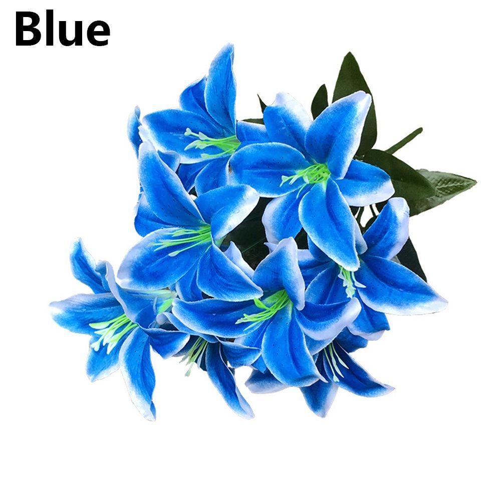 10 Голов Горячие Домашние Аксессуары Красочные Искусственные Цветы Свадебный Декор Лилии Букет Поддельные Лилии