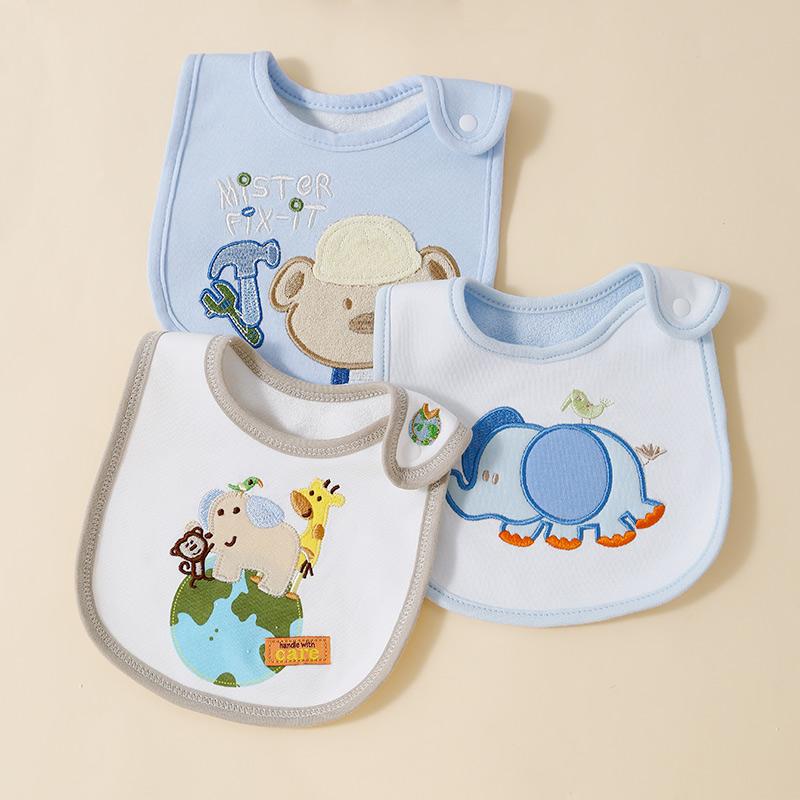 Three layer children's and baby bibs, U-shaped bibs, newborn saliva wipes, food saliva wipes, three piece set