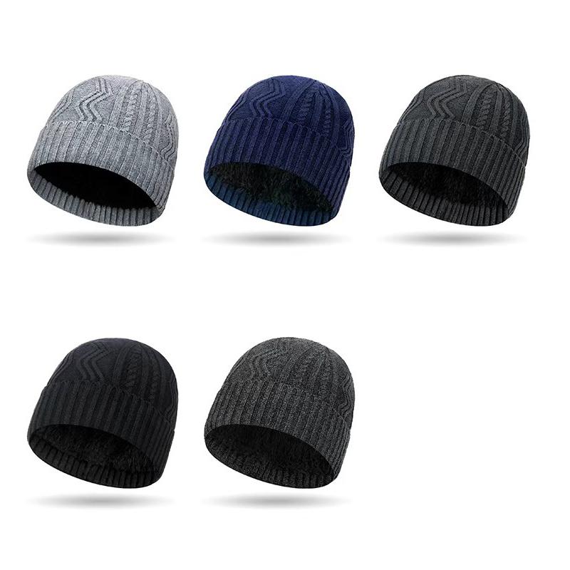 Winter Outdoor Cold-Proof Velvet Knitted Hat Men's Travel Warm Cold-Resistant Ski Pullover Wool Hat