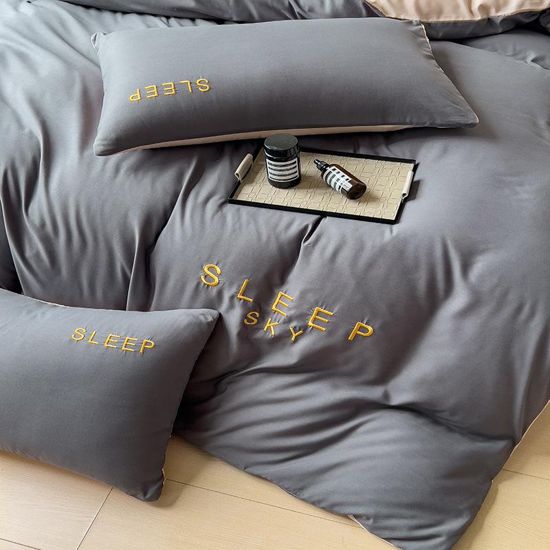 Bedding Four-piece Set Full Queen Size Printed Skin-friendly Water Wash Sheets Quilt Cover Pillowcase Set