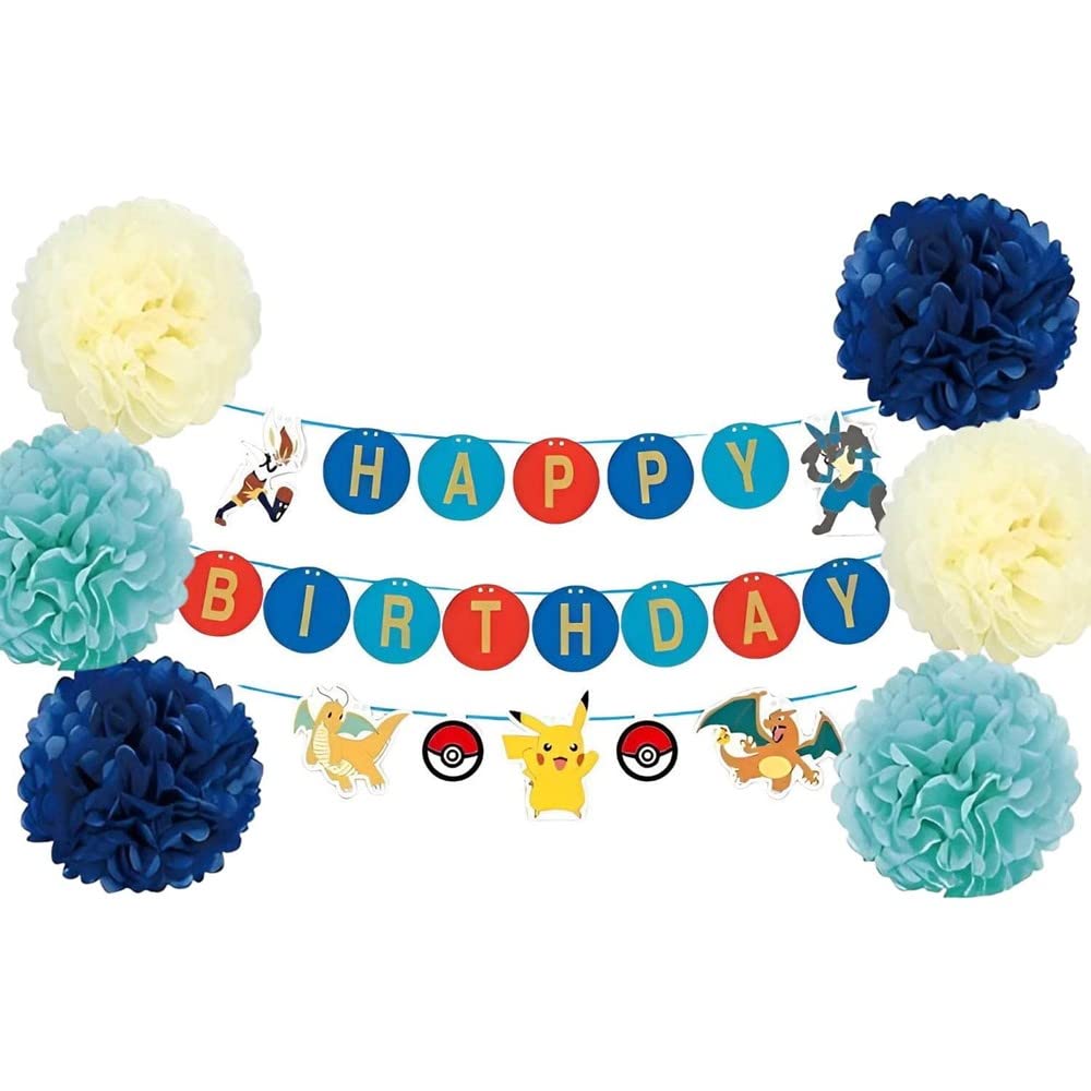 Birthday Decoration Set Flower Pom Pokemon Cool