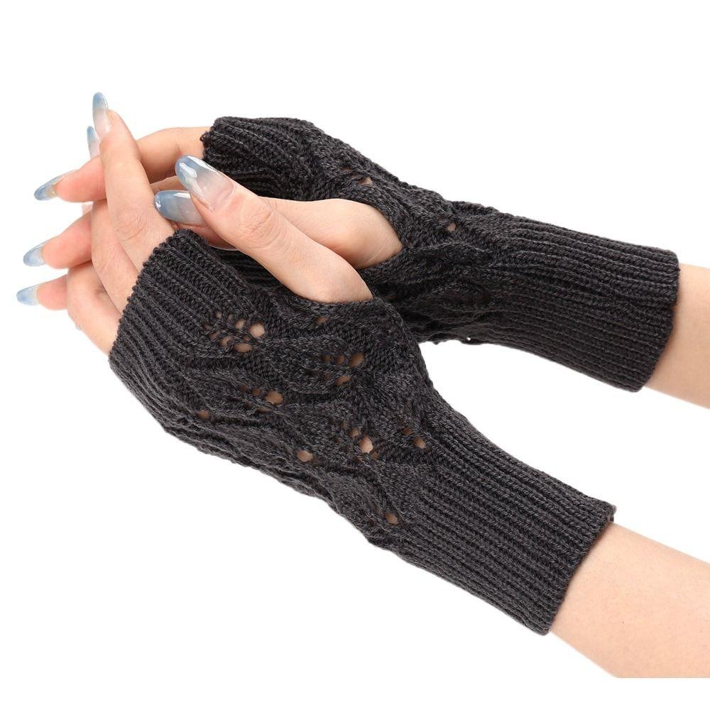 Leave  Cycling Anti-UV Half Finger Gloves Women Mittens Fingerless Gloves Knitted