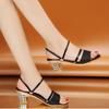 Fashion 2024 New Fashion Gold Women Shoes Slippers Sliver Summer High Heels Low Block Square Middle Heel Shoe Fashion Female Sandals
