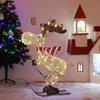 Lighted Reindeer Ornaments Glowing Ski Deer Statue with LED Lights String 3D Standing Reindeer Figurines for Christmas Decoration Indoor Outdoor