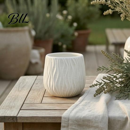 Decorative Flower Planters Planter with Drainage Hole And Saucer, Water Ripple Texture Pots Pot, Modern Plant Pot for Indoor Outdoor Plants