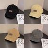 Color Solid Retro Letter Soft Top Fitted Cap Sunshade Ventilation Women Men