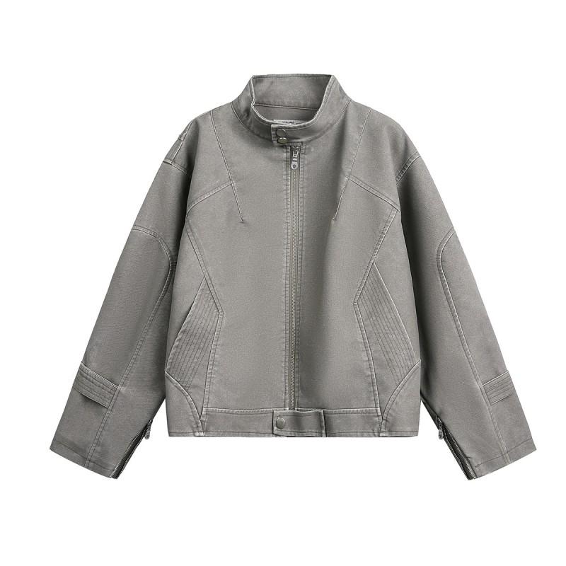 Mens Oversized Streetwear Biker Jacket With Patchwork Design Windproof Casual Outerwear Fall