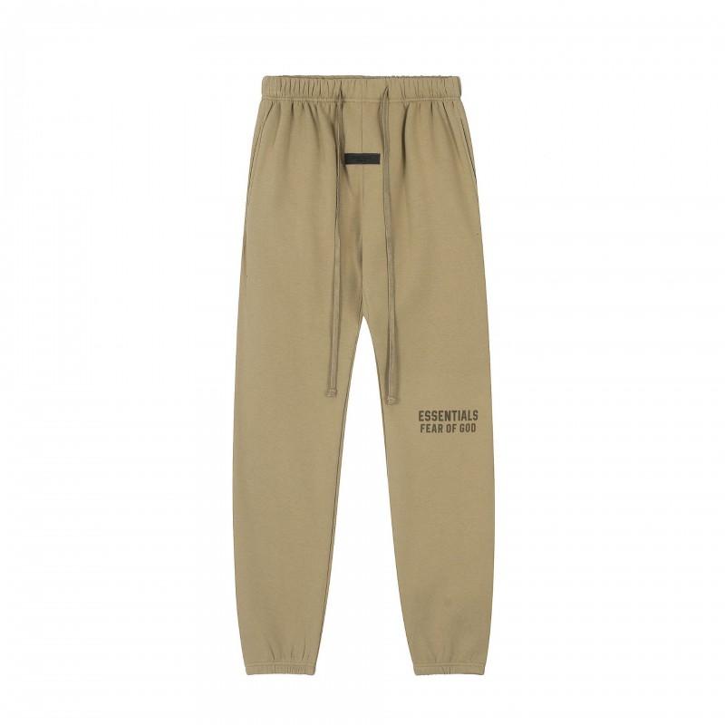 FOG ESSENTIALS Flocked Letter Pants Men Winter Fleece Lined Straight Leg Sweatpants