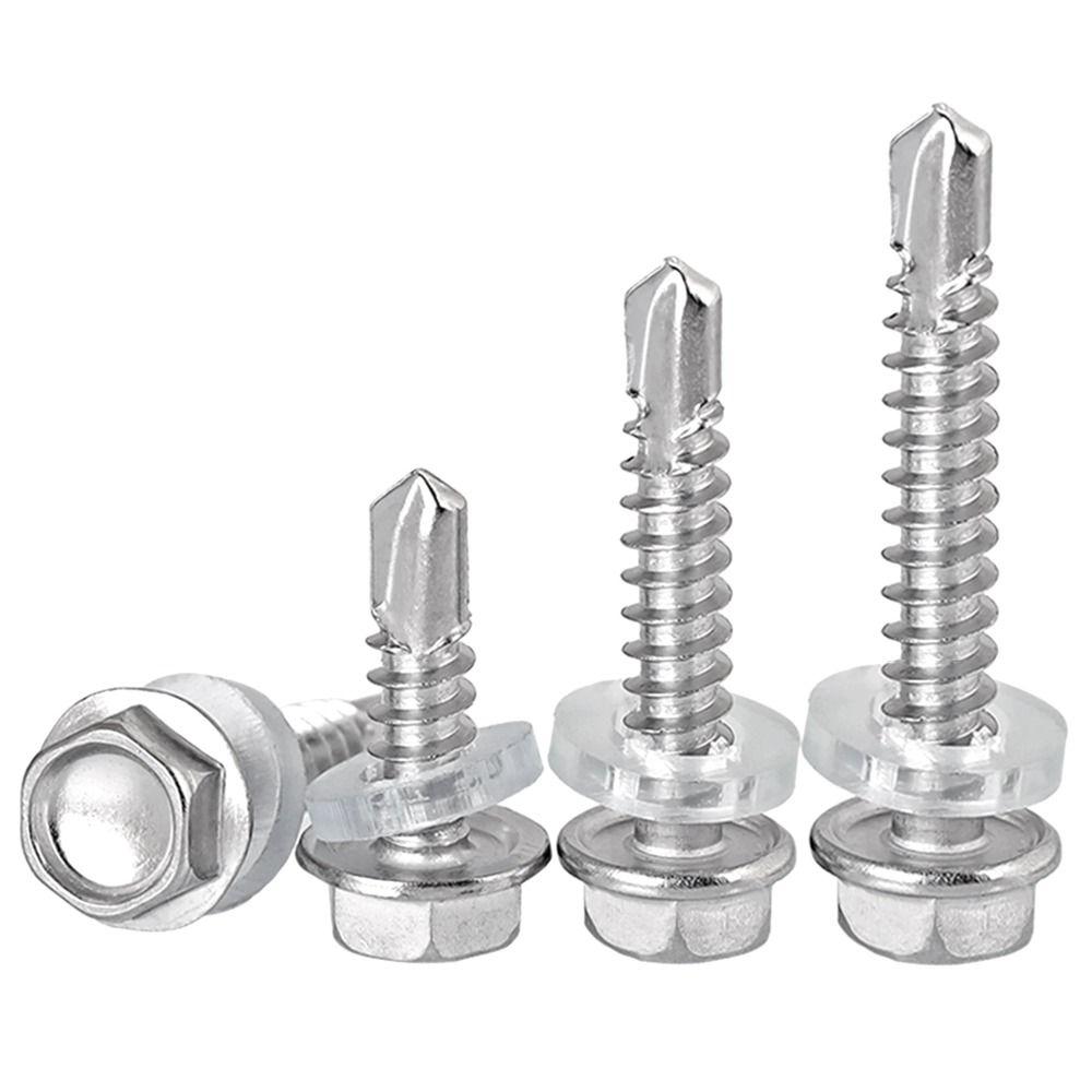 Fully Threaded Self-drilling Screw 250Pcs Hexagon Drill Tail Screws Drilling for Metal, Furniture