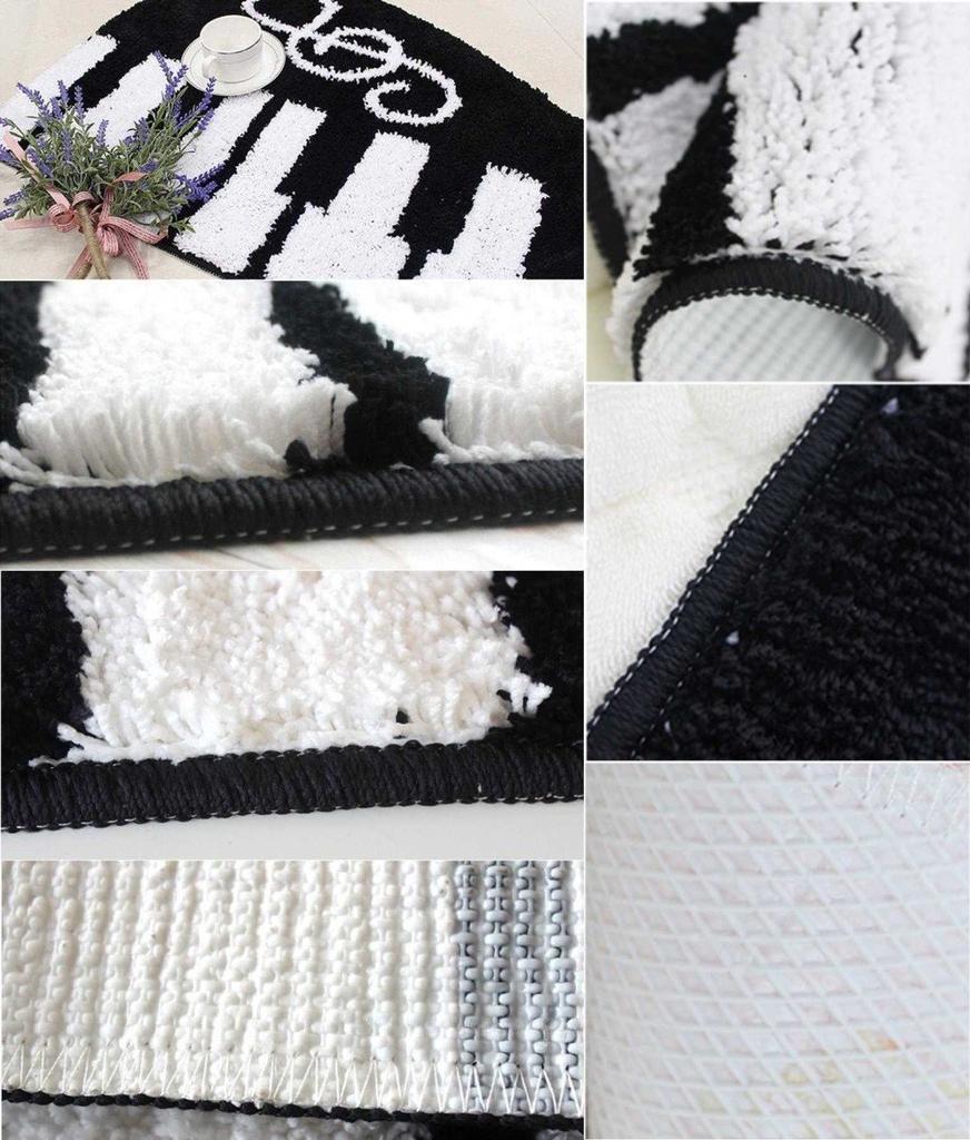 Smiti Piano Key Pattern Floor Entrance Toilet Mat Black 45x80cm