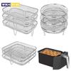 Three Stackable Air Fryer Rack Ovens Racks Stainless Steel Basket Tray Air Fryer Accessories Kitchen Gadgets Baking Tools
