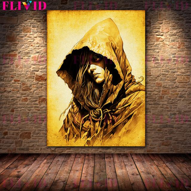 Сельские ведьмы и волшебники Ретро Настенная картина маслом Черная магия и волшебство Фэнтези Арт Плакат