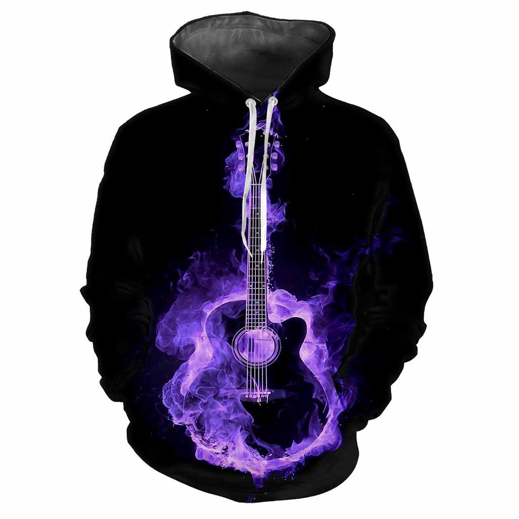 Новая рок-крутая гитара 3D-печать повседневная мода мужская повседневная мужская мода удобная хип-хоп музыка энтузиасты толстовки уличная