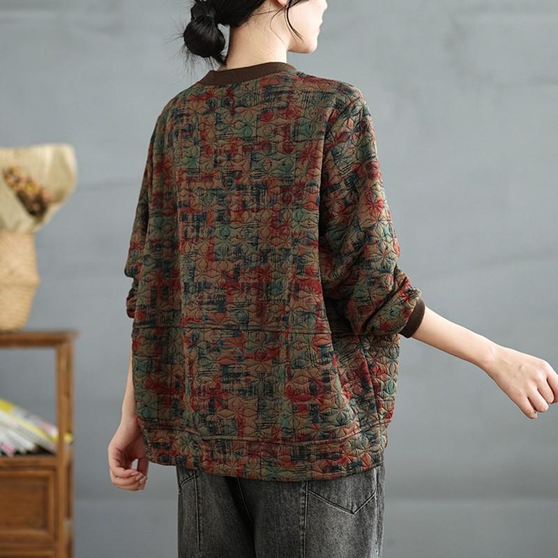 Женские свитшоты с длинным рукавом, повседневные, новинка, осень, винтажный стиль, круглый вырез, принт, свободные, женские, теплые, плотные