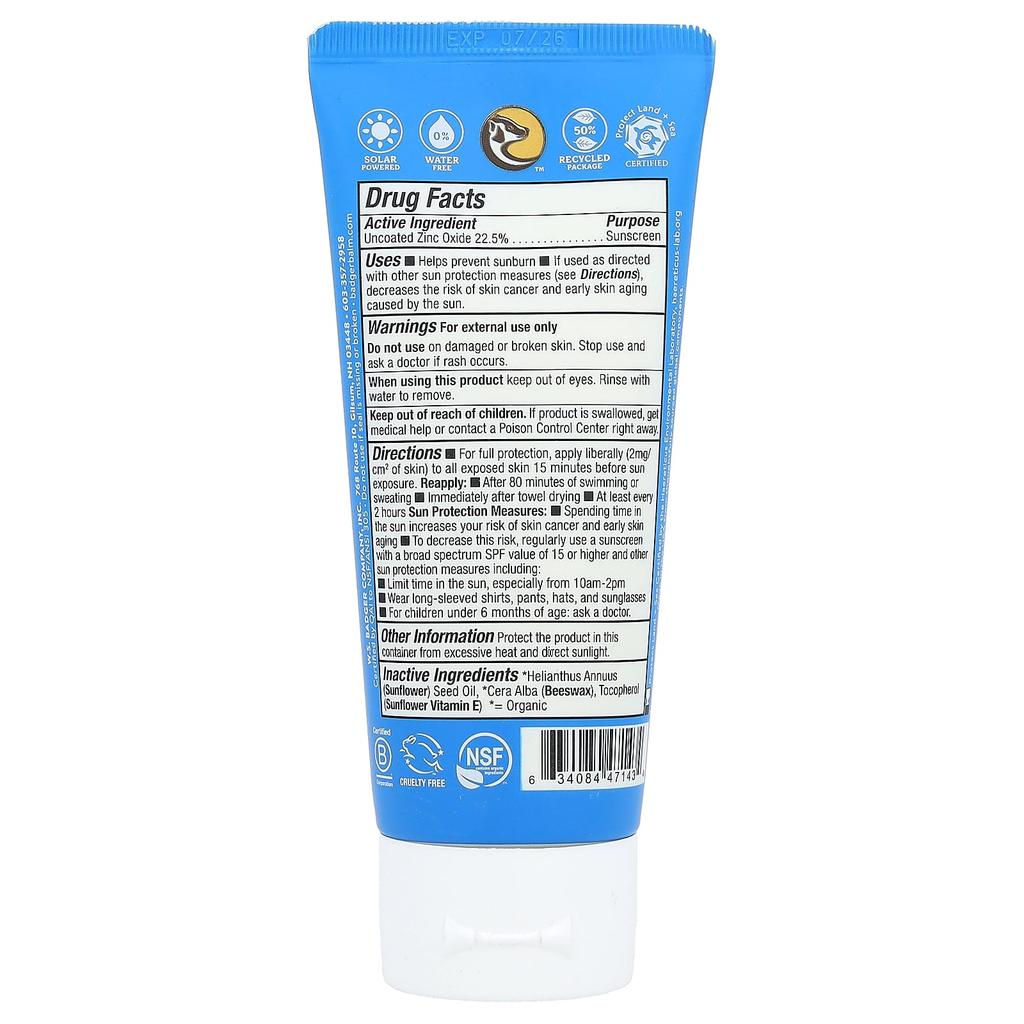 Спорт, Минеральный солнцезащитный крем, SPF 40, Без отдушек, 87 мл (2.9 жидких унций)
