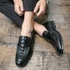 Luxurious Men's Crocodile Pattern Business Flat Shoes Men Designer Formal Dress Leather Shoes Men's Loafers Wedding Party Shoes