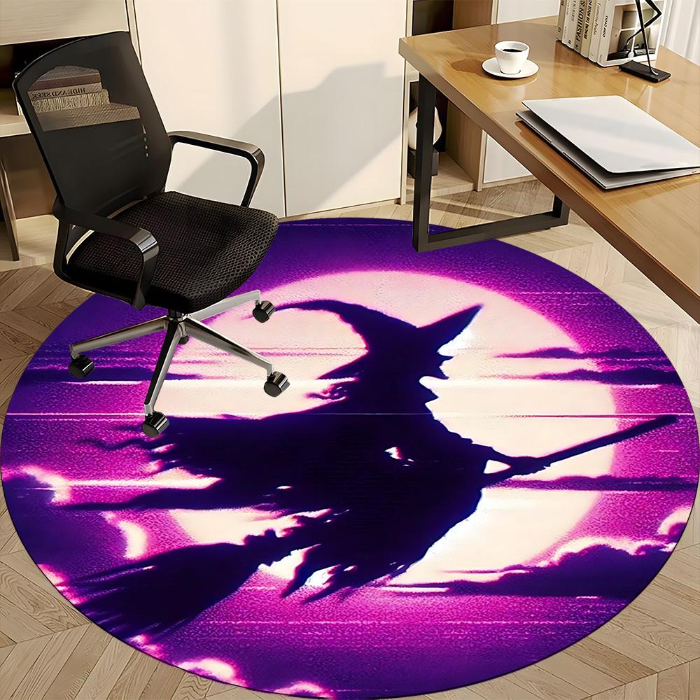 1pc Witch Moon Office Round Area Rug, Under Office Chairs Bedroom Living Room Home Decor, Room Deco, Available in Various Sizes