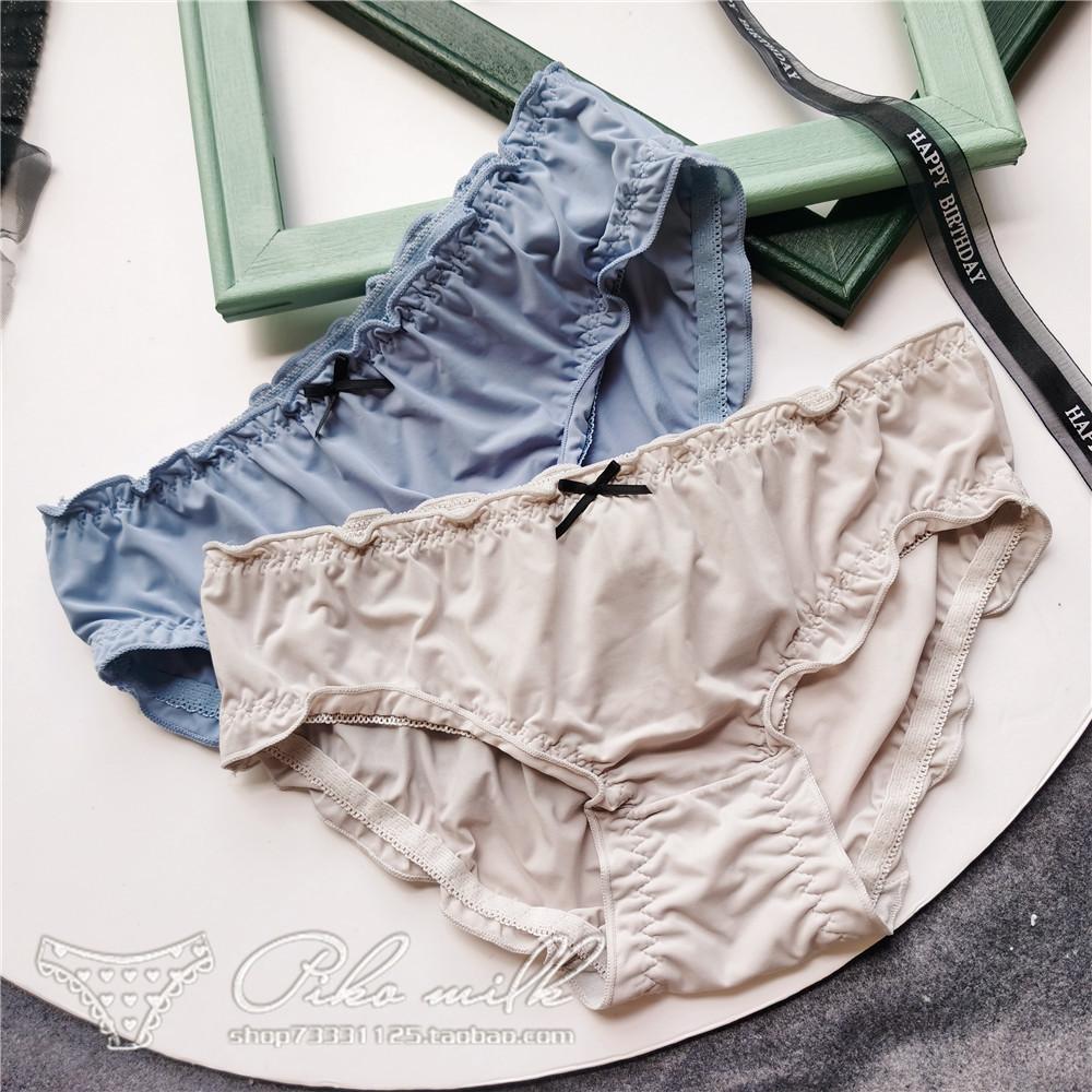 Женские трусики, простой стиль, однотонные трусы из ледяного шелка, милое женское нижнее белье с запахом на бедрах