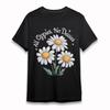 Men's Oversize T-Shirt Daisy Flowers Botanical Garden Tee Short Black Cotton