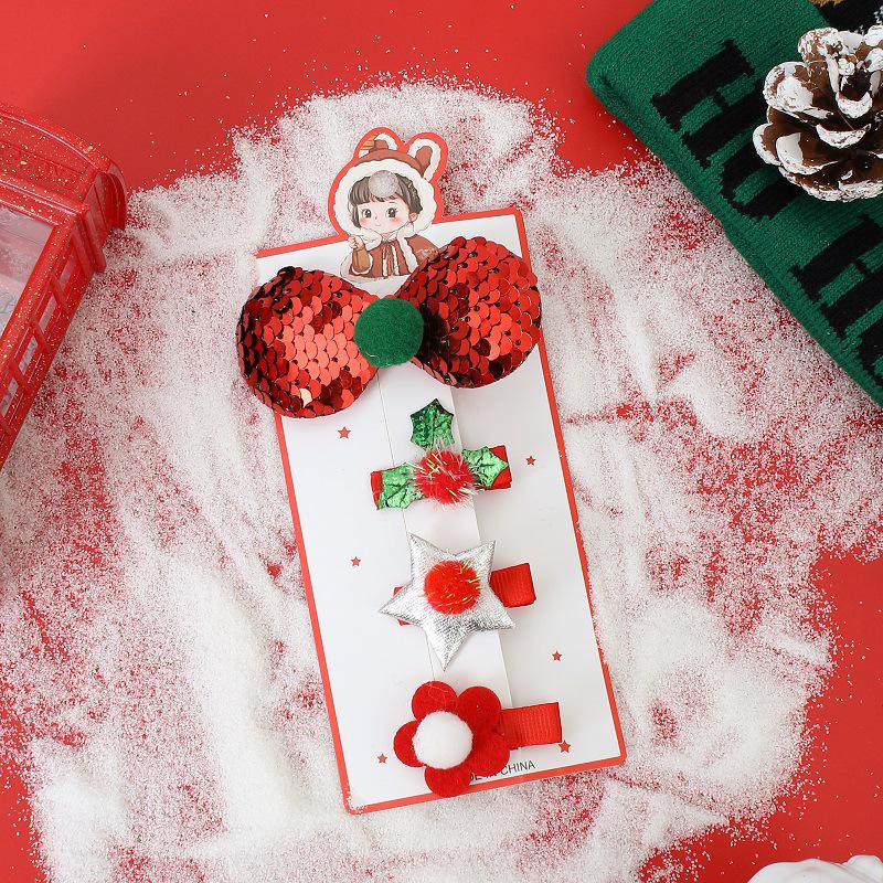 Рождественские заколки для волос для девочек 2024 - Праздничный бант и боковые аксессуары для детей