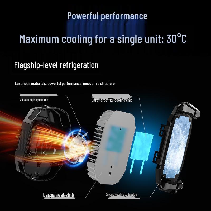 Охладитель для телефона S28 RGB: Трехскоростной зажим с ледяным охлаждением и двумя ядрами, с цифровым дисплеем, для прямых трансляций.