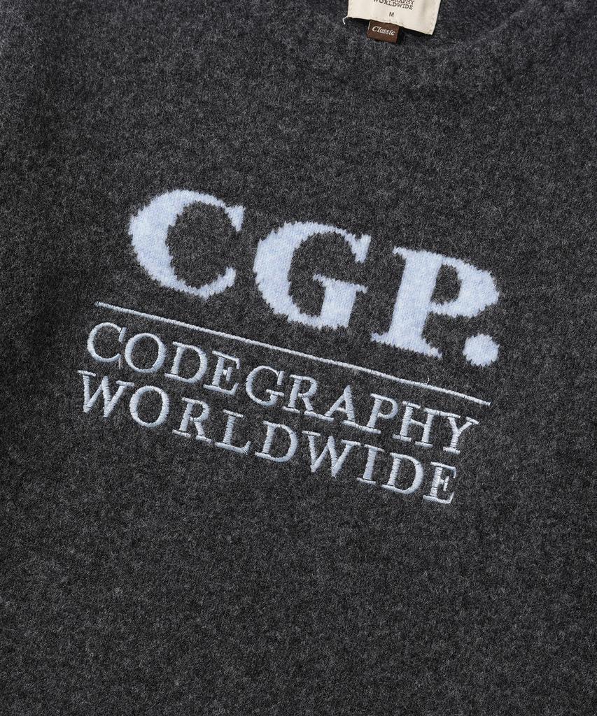 CGP (женщины) Квадратный двухцветный логотип, вязаный_Угольный